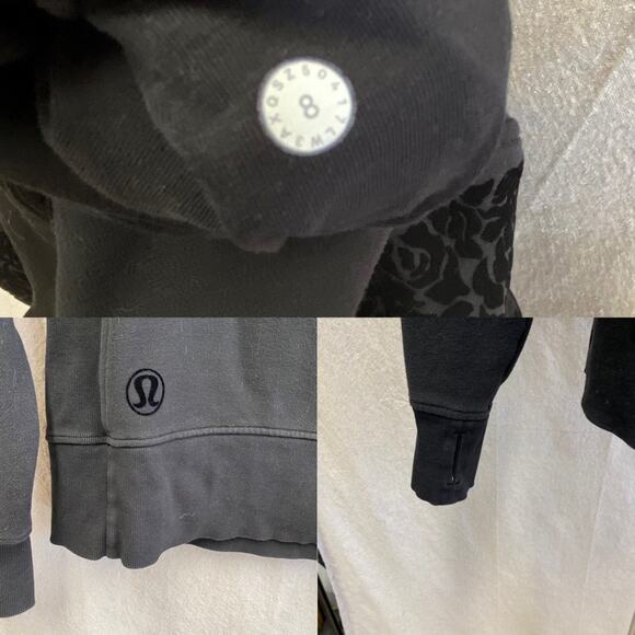 Lululemon Floral Flock Mock Neck Pullover in Black size 8 Velvet Detail - Picture 12 of 16